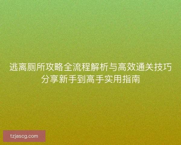逃离厕所攻略全流程解析与高效通关技巧分享新手到高手实用指南