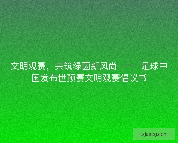文明观赛，共筑绿茵新风尚 —— 足球中国发布世预赛文明观赛倡议书