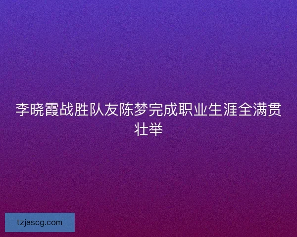 李晓霞战胜队友陈梦完成职业生涯全满贯壮举